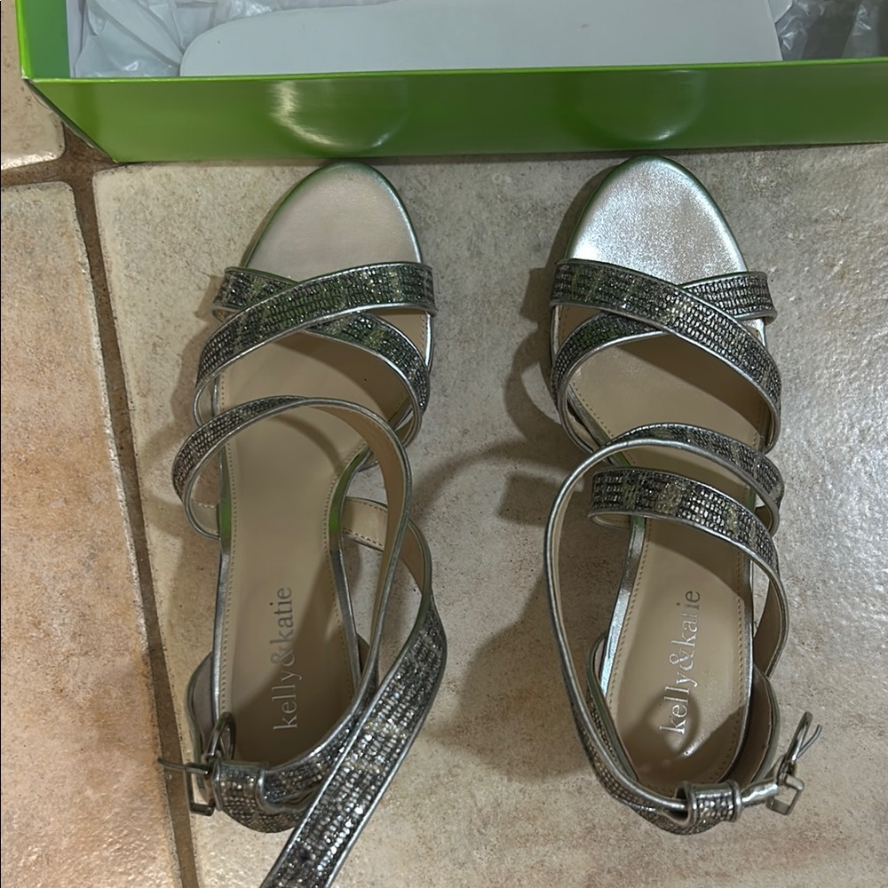 Kelly & Katie Silver Strappy Heels